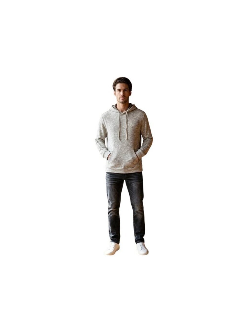 ONIA Hoodie Mens Large Beige Heather Cotton Henley Pullover Swester Tan